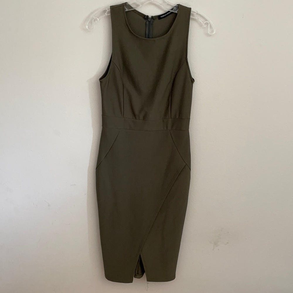 Foreign Exchange Dark Green Army Green Bodycon Dress